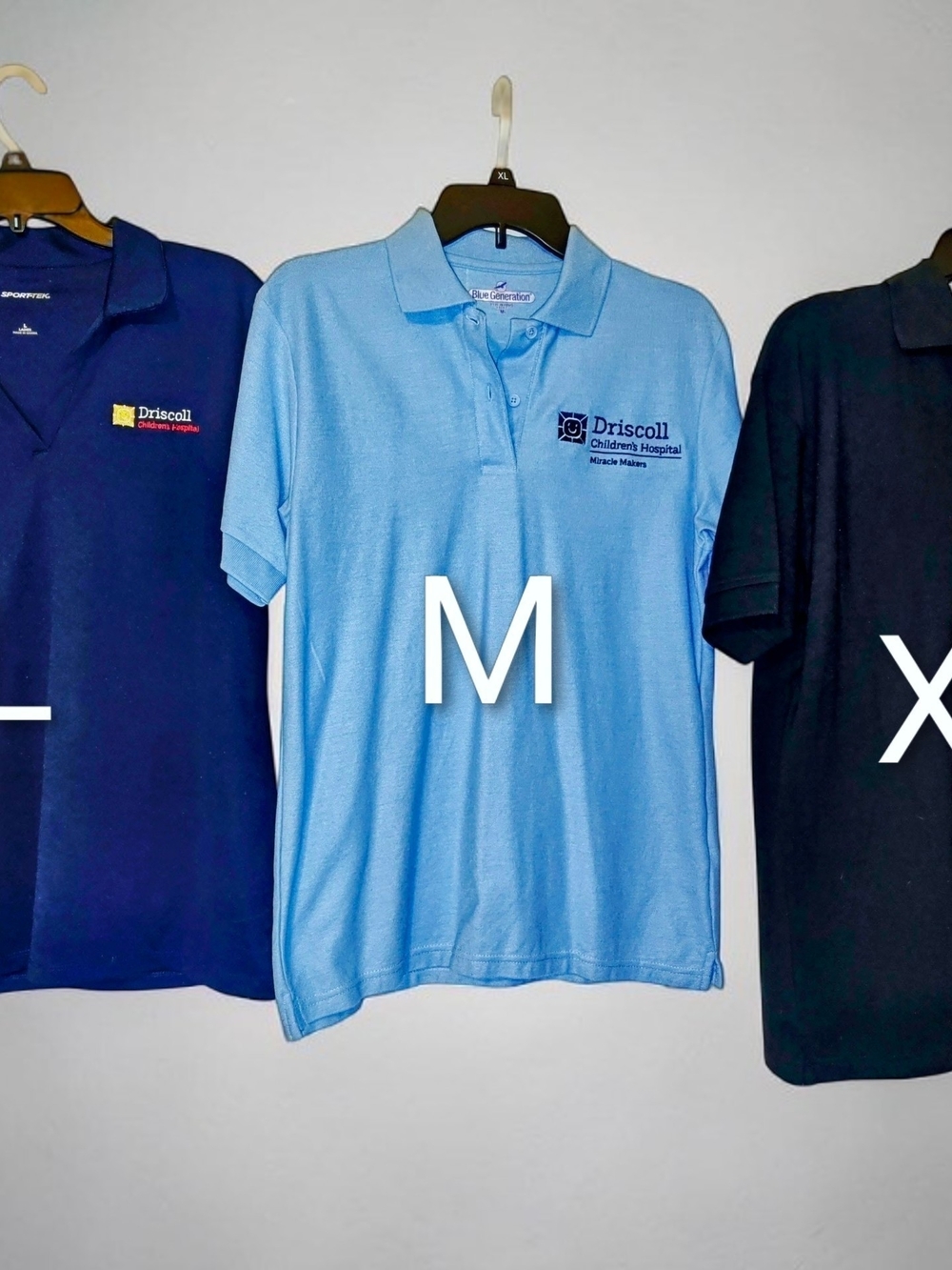 Light Blue Polo Driscoll Childrens Hospital Collar Shirt - Women's M L